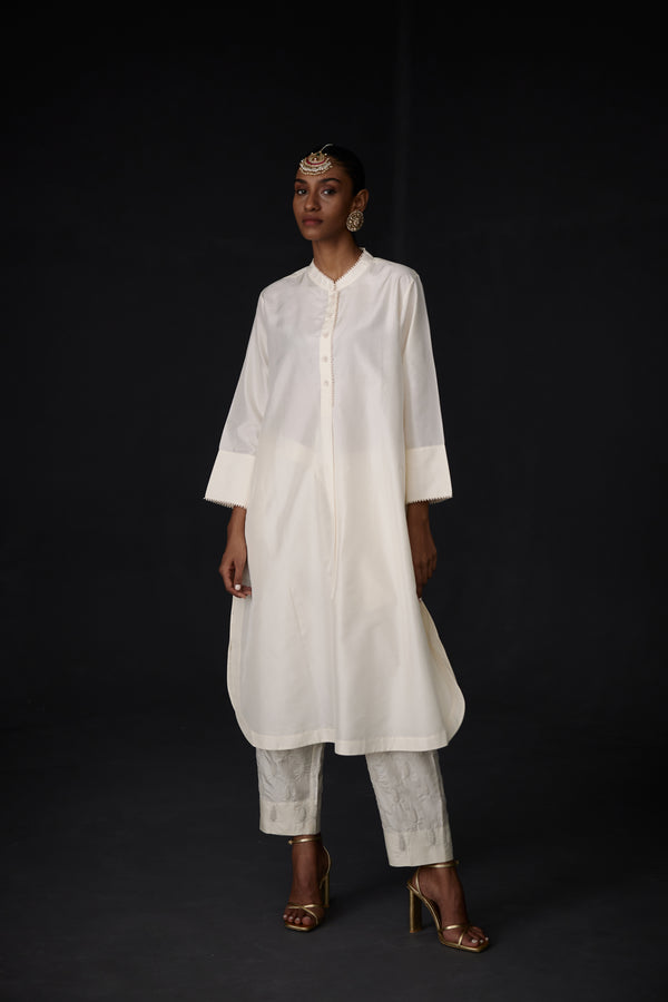 EMBROIDERED TUNIC TROUSER SET- IVORY