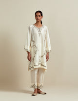 EMBROIDERED TUNIC TROUSER SET- IVORY