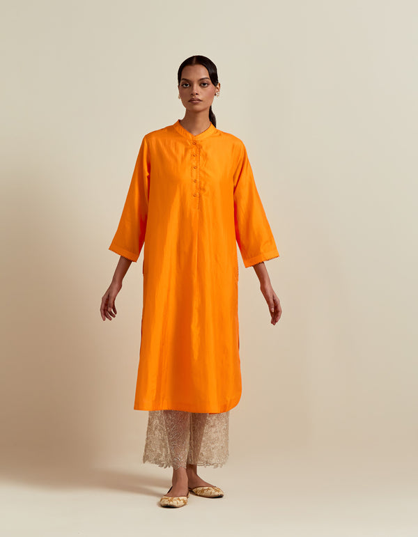 EMBROIDERED TUNIC TROUSER SET- ORANGE/CHAMPAIGN