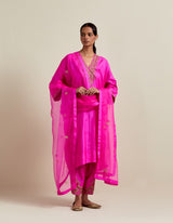 HAND EMBROIDERED DUPATTA- HOT PINK