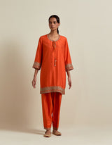 EMBROIDERED TUNIC TROUSER SET- RUST ORANGE