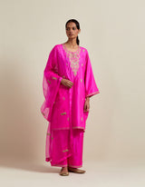 HAND EMBROIDERED DUPATTA- HOT PINK