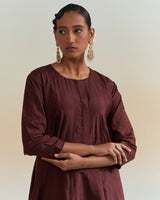 EMBROIDERED TUNIC TROUSER SET- WINE