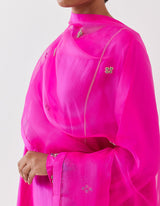 HAND EMBROIDERED DUPATTA- FUCHSIA