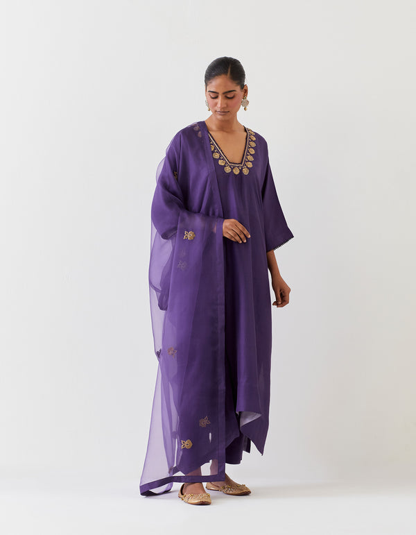 HAND EMBROIDERED DUPATTA- GRAPE PURPLE