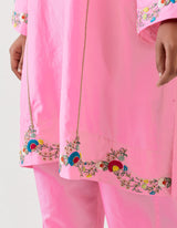 EMBROIDERED TUNIC TROUSER SET- PINK