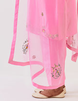 HAND EMBROIDERED DUPATTA- PINK