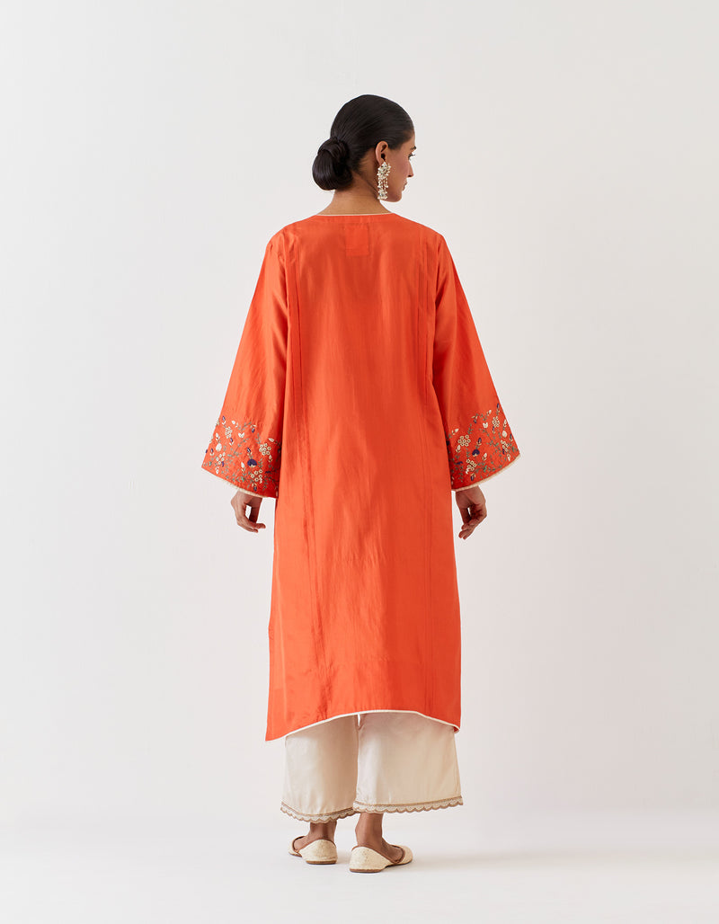 EMBROIDERED TUNIC TROUSER SET- RUST/CHAMPAGNE