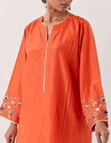 EMBROIDERED TUNIC TROUSER SET- RUST/CHAMPAGNE