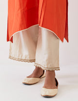 EMBROIDERED TUNIC TROUSER SET- RUST/CHAMPAGNE