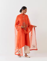 EMBROIDERED TUNIC TROUSER SET- RUST/CHAMPAGNE