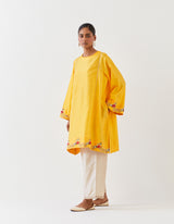 EMBROIDERED TUNIC TROUSER SET- MANGO YELLOW/CHAMPAGNE