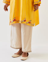 EMBROIDERED TUNIC TROUSER SET- MANGO YELLOW/CHAMPAGNE