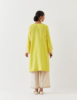 EMBROIDERED TUNIC TROUSER SET- LIME GREEN/CHAMPAGNE