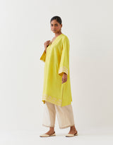 EMBROIDERED TUNIC TROUSER SET- LIME GREEN/CHAMPAGNE