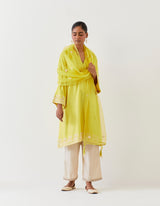 EMBROIDERED TUNIC TROUSER SET- LIME GREEN/CHAMPAGNE