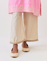 EMBROIDERED TUNIC TROUSER SET- PINK/CHAMPAGNE