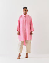 SILK TUNIC TROUSER SET- PINK/CHAMPAGNE