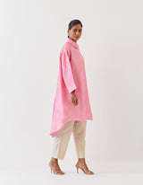 SILK TUNIC TROUSER SET- PINK/CHAMPAGNE