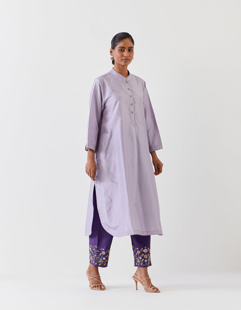 SILK TUNIC TROUSER SET- VIOLET/GRAPE