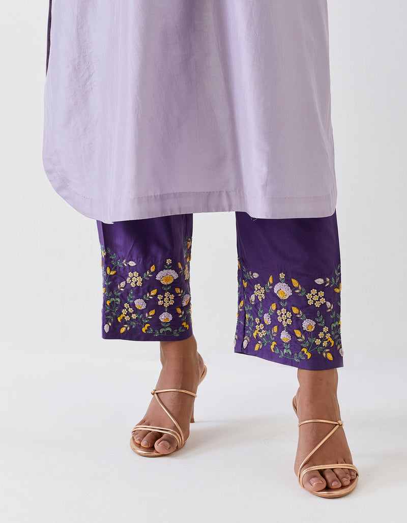 SILK TUNIC TROUSER SET- VIOLET/GRAPE