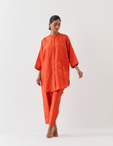 SILK TUNIC TROUSER SET- RUST