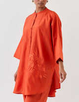 SILK TUNIC TROUSER SET- RUST