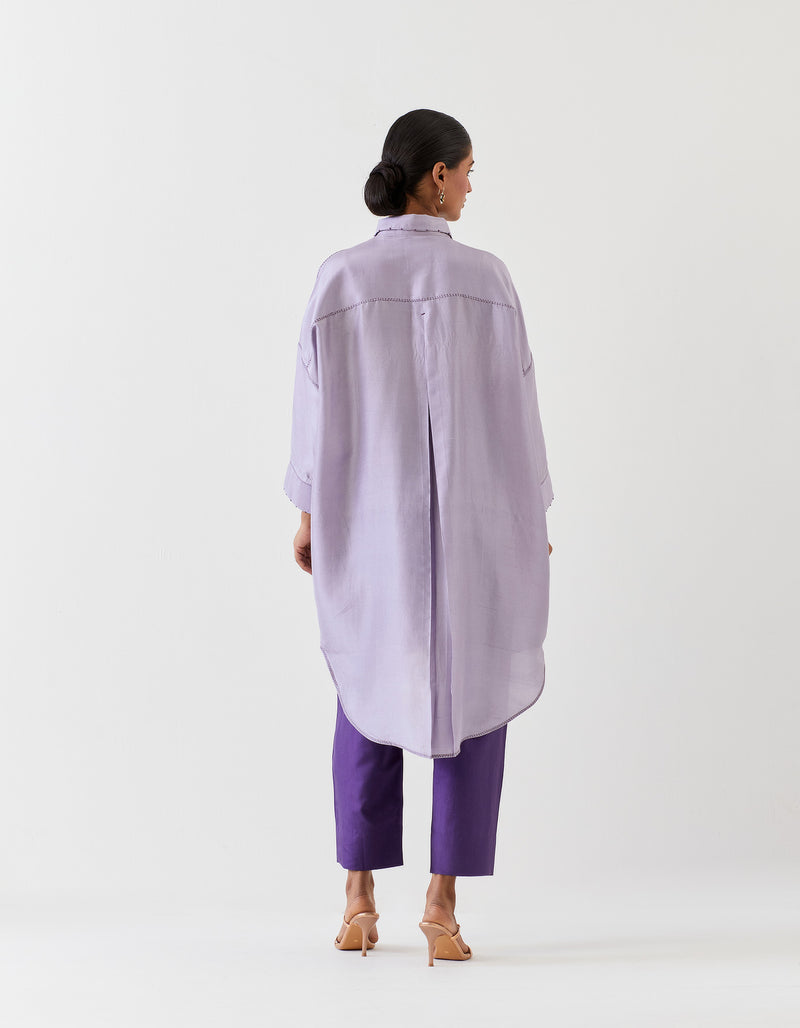 SILK TUNIC TROUSER SET- VIOLET/GRAPE