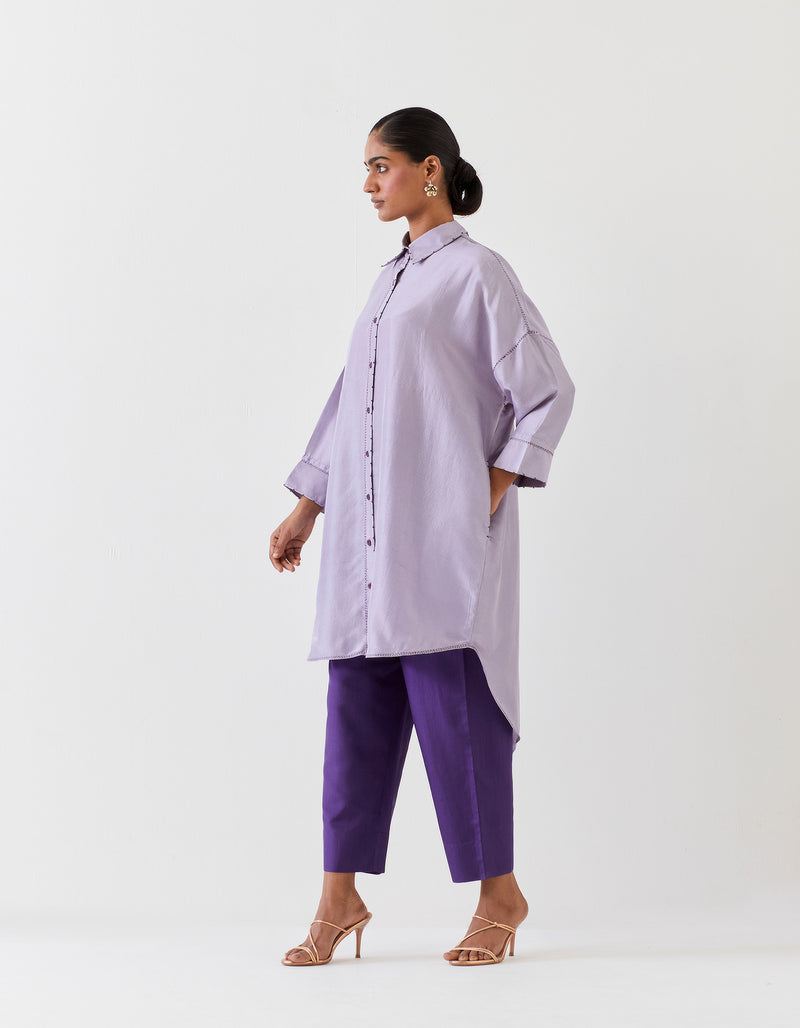 SILK TUNIC TROUSER SET- VIOLET/GRAPE