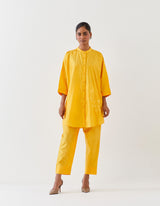 EMBROIDERED TUNIC TROUSER SET- MANGO YELLOW