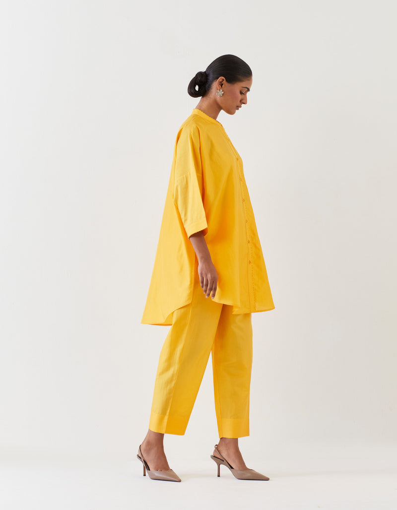 EMBROIDERED TUNIC TROUSER SET- MANGO YELLOW