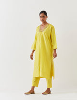 EMBROIDERED TUNIC TROUSER SET- LIME GREEN