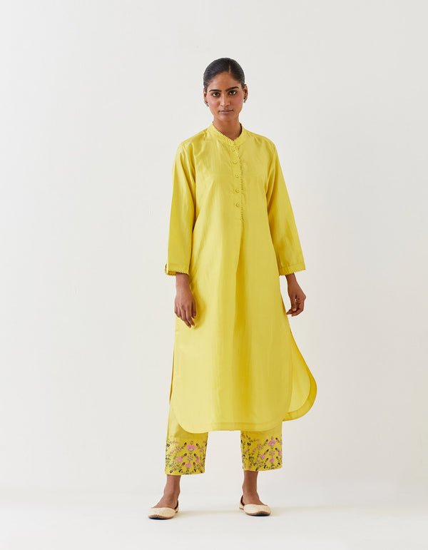 SILK TUNIC TROUSER SET- LIME GREEN