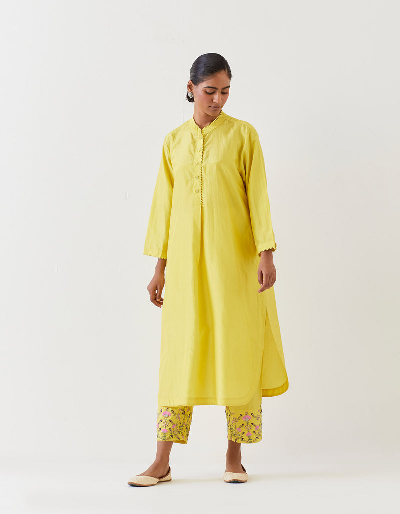 SILK TUNIC TROUSER SET- LIME GREEN