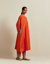 EMBROIDERED TUNIC TROUSER SET- RUST ORANGE