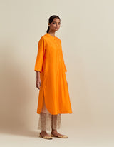 EMBROIDERED TUNIC TROUSER SET- ORANGE/CHAMPAIGN