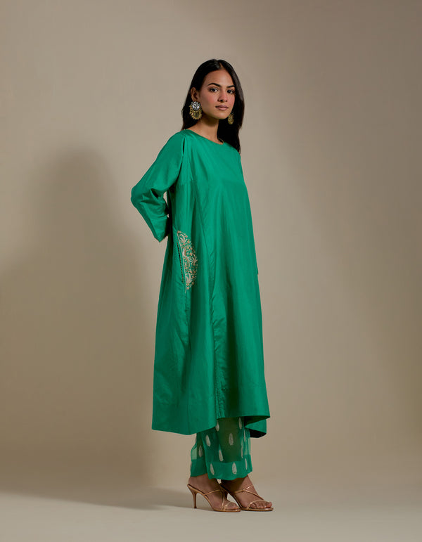 EMBROIDERED TUNIC TROUSER SET- GREEN