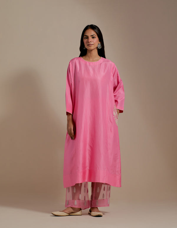 EMBROIDERED TUNIC TROUSER SET- PINK