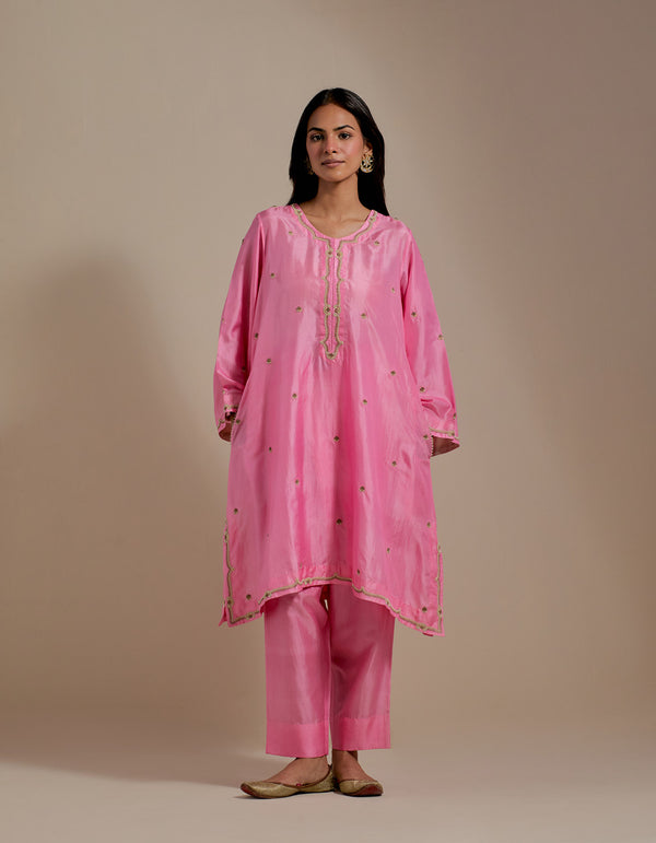 EMBROIDERED TUNIC TROUSER SET- PINK