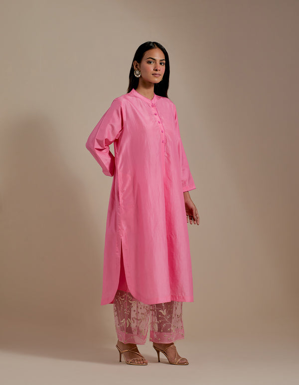 EMBROIDERED TUNIC TROUSER SET- PINK