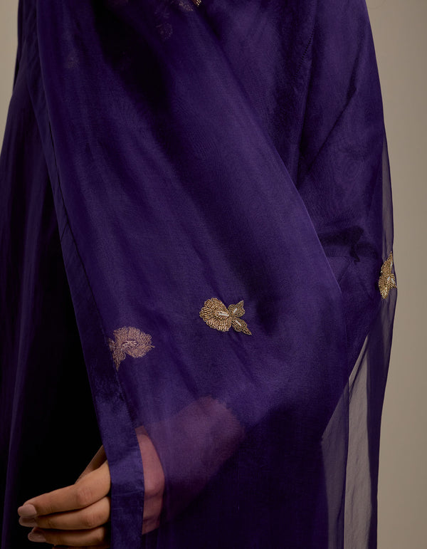 HAND EMBROIDERED DUPATTA- PURPLE