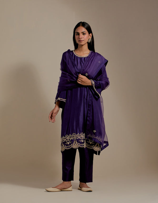 HAND EMBROIDERED DUPATTA- PURPLE