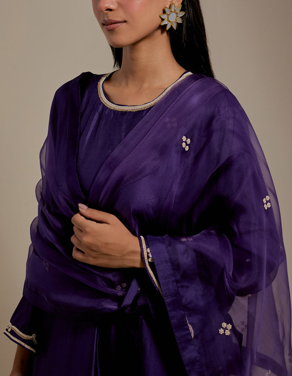 HAND EMBROIDERED DUPATTA- PURPLE