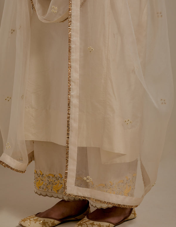 HAND EMBROIDERED DUPATTA- CHAMPAGNE