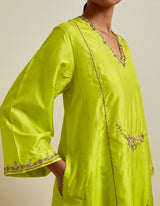 EMBROIDERED TUNIC TROUSER SET- LIME