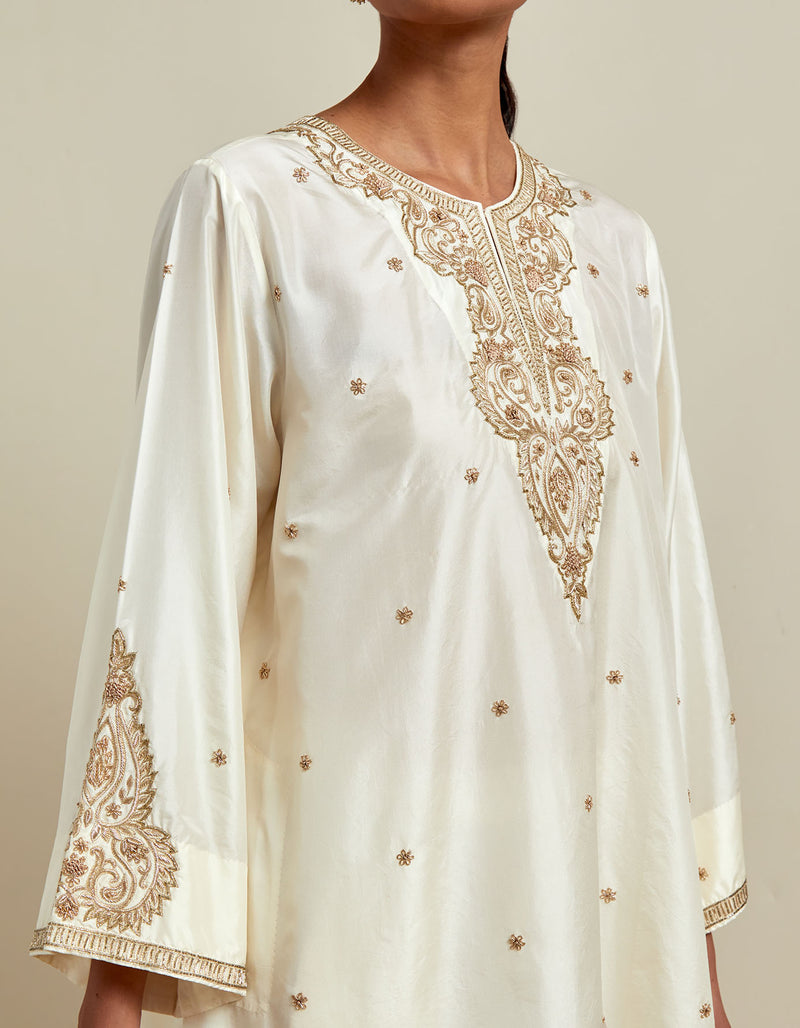 EMBROIDERED TUNIC TROUSER SET- IVORY