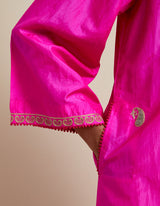 EMBROIDERED TUNIC TROUSER SET- HOT PINK