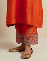 EMBROIDERED TUNIC TROUSER SET- RUST ORANGE