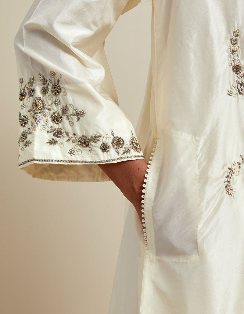 EMBROIDERED TUNIC TROUSER SET- IVORY