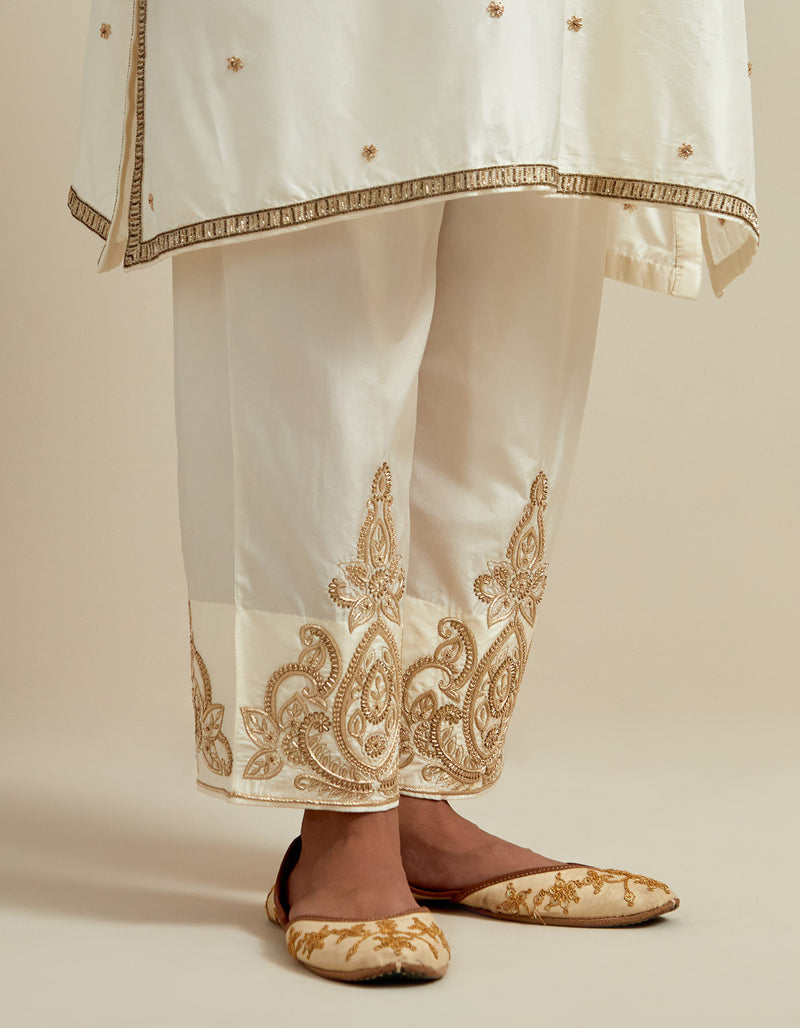 EMBROIDERED TUNIC TROUSER SET- IVORY